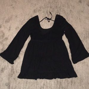 Black ruffled long sleeve dress